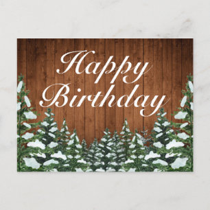 Carte Postale Faire-part Forêt de bois neigeux Pays Bonne fête d'anniversai