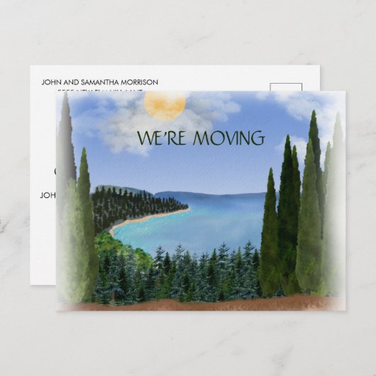Carte Postale Faire-part Forêt de Mountains Lake Changement d'adresse (Devant / Derrière)