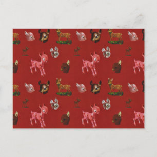 Carte Postale Faire-part Forêt de Noël Vintage Bois de Pink Deer