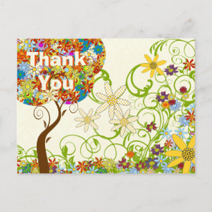 Carte Postale Faire-part Forêt Enchantée Patchwork Floral Conte de Fées Arb