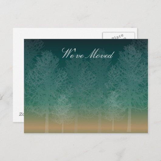 Carte Postale Faire-part Forêt Nocturne Nous Avons Déménagé (Devant / Derrière)