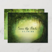 Carte Postale Faire-part Forêt Rustique Enchantée Rêvée Enregistrer la Date (Devant / Derrière)