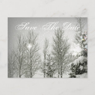 Carte Postale Faire-part Forêts romantiques Mariage d'hiver sauver la date