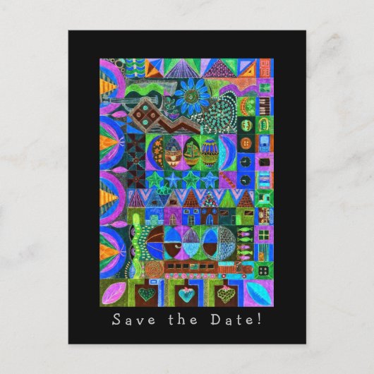 Carte Postale Faire-part Formes mosaïque Enregistrer la date! (Devant)