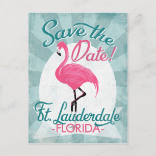 Carte Postale Faire-part Fort Lauderdale Enregistrer La Date Flamant rose R