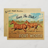 Carte Postale Faire-part Fort Worth Texas Sauvez La Date Chevaux (Devant / Derrière)
