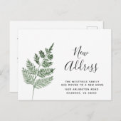 Carte Postale Faire-part Fougère Verte Nouvelle Adresse Simple Botanique en (Devant / Derrière)