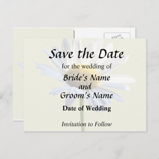 Carte Postale Faire-part Fournitures de Mariage de marguerite et d'ombre (Devant / Derrière)