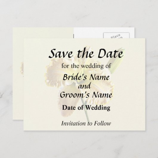 Carte Postale Faire-part Fournitures de Mariage Jour Jaune (Devant / Derrière)