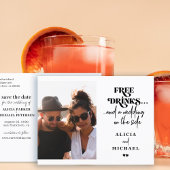 Carte Postale Faire-part Free drinks funny photo wedding save the date