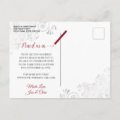 Carte Postale Faire-part Frills d'argent sur Crimson Mariage rouge Enregist (Dos)