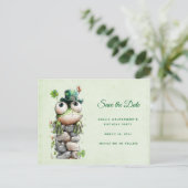 Carte Postale Faire-part Frog with Green Hat and Shamrock Cute (Debout devant)