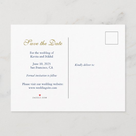 Carte Postale Faire-part Frontière Fleur Ethnique Pink Photo Save the Day (Dos)