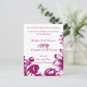 Carte Postale Faire-part Fuchsia Magenta Pourpre Floral Framboise Prune (Debout devant)