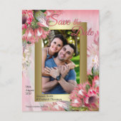 Carte Postale Faire-part Fuchsia Protea's avec Blush & Gold Enregistrer la (Devant)