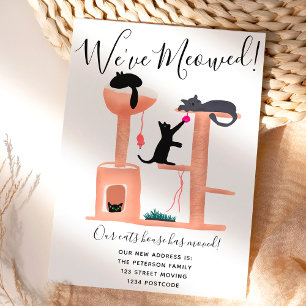 Carte Postale Faire-part Fun chats maison illustration déplacement faire-pa