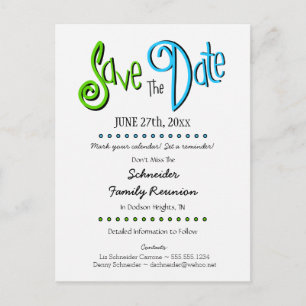 Carte Postale Faire-part Fun Family Reunion ou Party Enregistrer la date