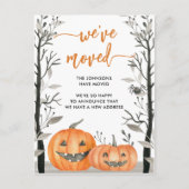 Carte Postale Faire-part Fun Halloween Citrouille Nous Avons Déplacé Change (Devant)