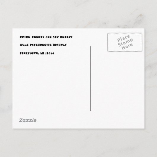 Carte Postale Faire-part Funky Rétro Orange Jaune Cercle Changement d'Adres (Dos)