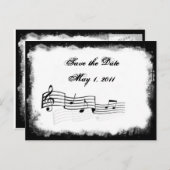 Carte Postale Faire-part Funky Torn Paper Music Enregistrer la date (Devant / Derrière)