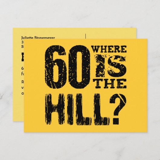 Carte Postale Faire-part Funny 60e année Anniversaire Enregistrer la date V (Devant / Derrière)