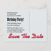 Carte Postale Faire-part Funny 70e année Anniversaire Enregistrer la date V (Dos)