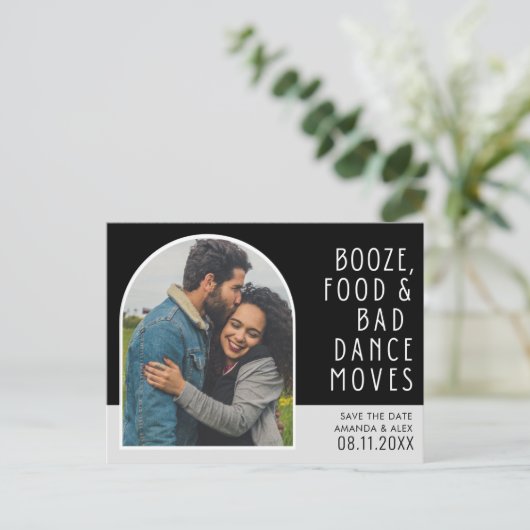 Carte Postale Faire-part Funny Bad Dance Moves Photo Enregistrer la date (Debout devant)