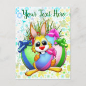 Carte Postale Faire-part Funny Bunny biting an Easter Egg (Devant)