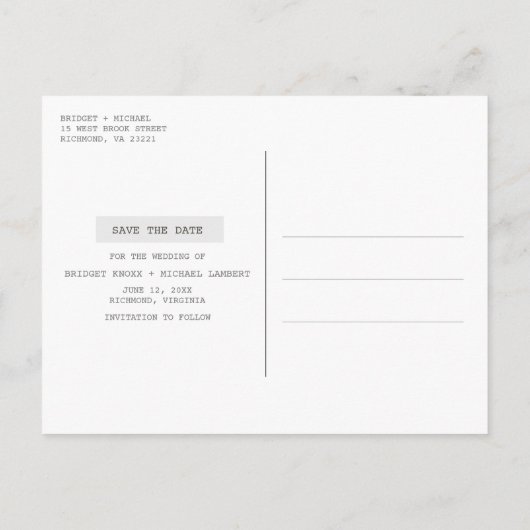 Carte Postale Faire-part Funny Chien photo mariage Enregistrer la date (Dos)