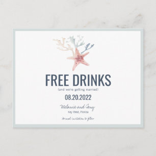 Carte Postale Faire-part Funny Coastal Beach Wedding Sauvez les Dates