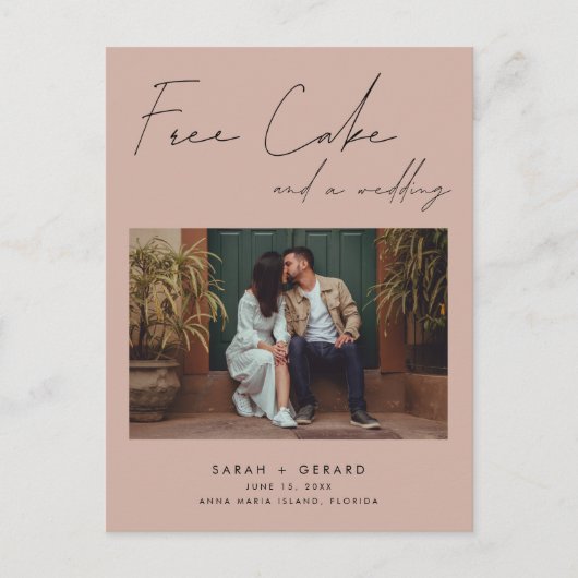 Carte Postale Faire-part Funny Free Cake Mariage Photo Enregistrer la date (Devant)