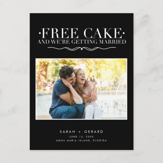 Carte Postale Faire-part Funny Free Cake Mariage Photo Enregistrer la date (Devant)