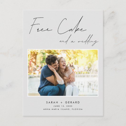 Carte Postale Faire-part Funny Free Cake Mariage Photo Enregistrer la date (Devant)