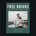 Carte Postale Faire-part Funny Free Drink Photo Wedding Save the Date<br><div class="desc">Voici nos boissons gratuites (et notre bonheur après) Photo Wedding Save the Date Postcards - parfait pour le couple amoureux du plaisir prêt à partager leur grande nouvelle! Avec une conception ludique "Free Drinks (and We're Getting Married)" en gris épuré, ces modernes enregistrer les dates sont entièrement personnalisables avec votre...</div>