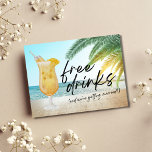 Carte Postale Faire-part Funny Free Drinks Beach Wedding Enregistrer la dat<br><div class="desc">Enregistrez les cartes postales datées pour le couple qui ne peut pas attendre de célébrer avec sa famille et ses amis à leur mariage sur la plage. Boissons gratuites (et nous nous marions !) cocktail sur un design de plage, à l'arrière de la carte postale est personnalisée avec vos détails...</div>