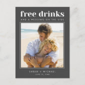 Carte Postale Faire-part Funny Free Drinks Mariage Photo Enregistrer la dat (Devant)