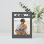 Carte Postale Faire-part Funny Free Drinks Mariage Photo Enregistrer la dat (Debout devant)