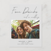 Carte Postale Faire-part Funny Free Drinks Mariage Photo Enregistrer la dat (Devant)