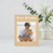 Carte Postale Faire-part Funny Free Drinks Mariage Photo Enregistrer la dat (Debout devant)