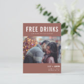 Carte Postale Faire-part Funny Free Drinks Mariage Rust Photo Enregistrer l (Debout devant)