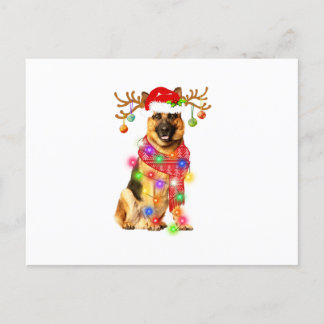 Carte Postale Faire-part Funny German Shepherd Santa Hat