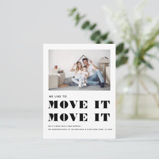 Carte Postale Faire-part Funny Modern MOVE IT Simple Photo Moving (Debout devant)