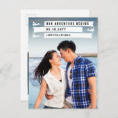 Carte Postale Faire-part Funny Our Adventure commence le Mariage photo (Devant / Derrière)