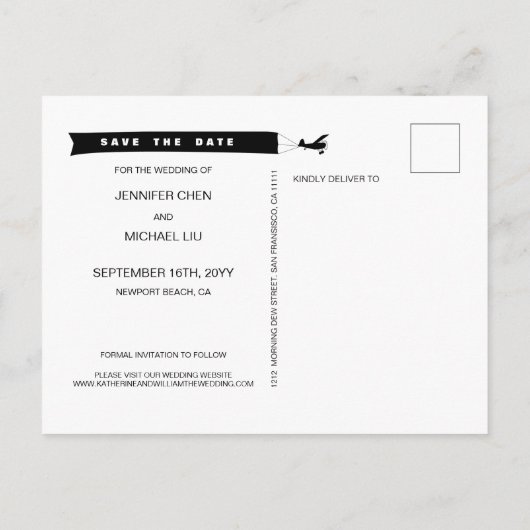 Carte Postale Faire-part Funny Our Adventure commence le Mariage photo (Dos)