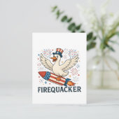 Carte Postale Faire-part Funny Rubber Duck USA Patriotic Firequacker 4e (Debout devant)