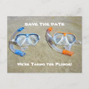 Carte Postale Faire-part Funny Save the Date Card Beach Wedding