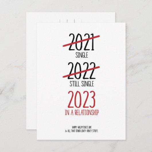Carte Postale Faire-part Funny Valentine's Day Card 2023 Dans une relation (Devant / Derrière)