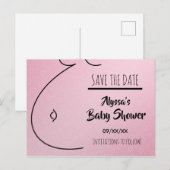 Carte Postale Faire-part Futur Bébé Cœurs Roses Baby Shower Save The Date (Devant / Derrière)