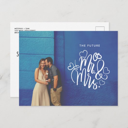 Carte Postale Faire-part Futur M. Mme Mariage Photo Enregistrer la date (Devant / Derrière)