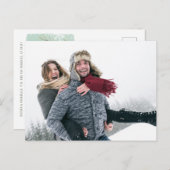 Carte Postale Faire-part Futur M & Mme Winter Tree Aquarelle bleu neige | (Devant / Derrière)